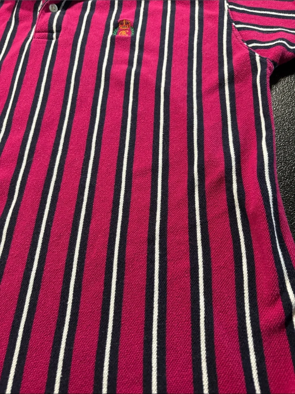 Vintage Chaps Ralph Lauren Polo Shirt Men’s Large Red Navy Striped 90s Preppy